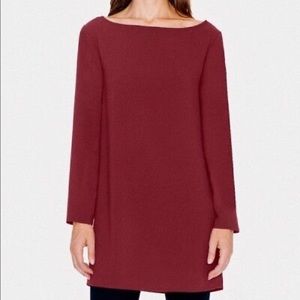 🎉 *3 for $25* American Apparel Cabernet Red Boat Neck Crepe Side Slit Top - S